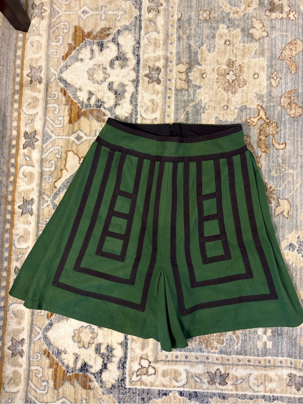 Maeve Green Geometric Trim Women's Skirt